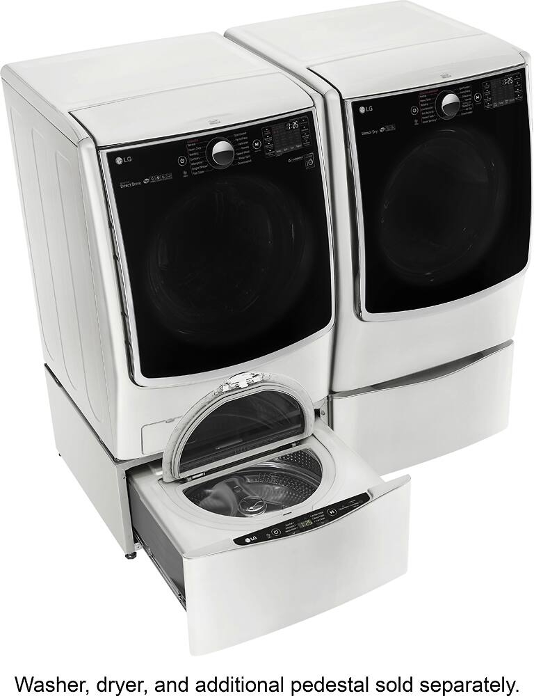 Alt View 15. LG - SideKick 1.0 Cu. Ft. High-Efficiency Smart Top Load Pedestal Washer with 3-Motion Technology - White.