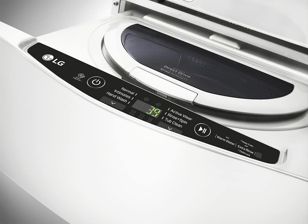 Alt View 2. LG - SideKick 1.0 Cu. Ft. High-Efficiency Smart Top Load Pedestal Washer with 3-Motion Technology - White.