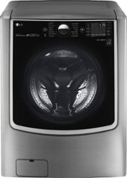 LG - 5.2 Cu. Ft. High-Efficiency Smart Front Load Washer with Steam and TurboWash Technology - Graphite Steel - Front_Zoom