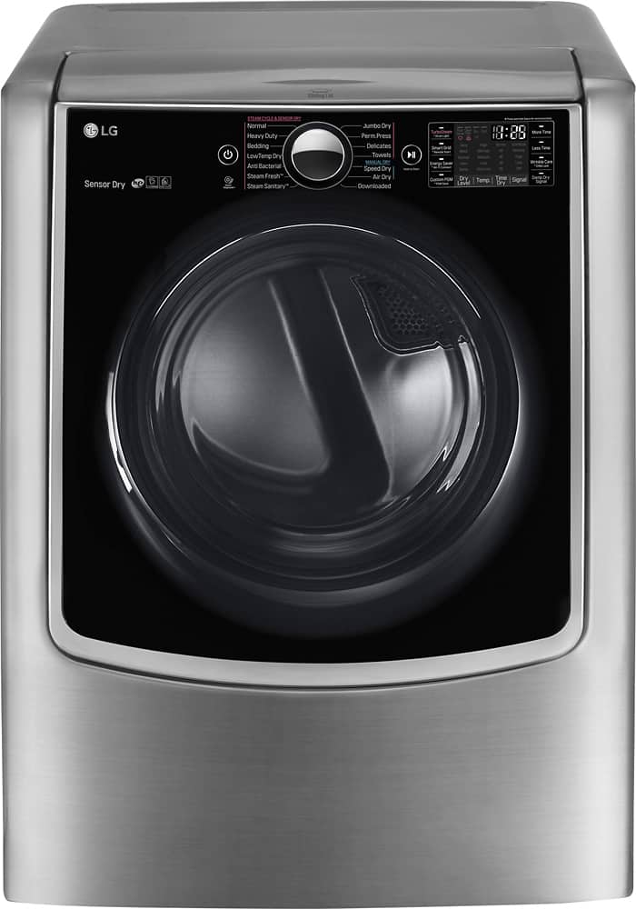 LG - 9.0 Cu. Ft. Smart Gas Dryer with Steam and Sensor Dry - Graphite Steel - Front_Zoom
