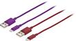 Insignia™ - Apple MFi Certified 3' USB Type A-to-Lightning Charge-and-Sync Cables (2-Pack) - Red/Purple - Larger Front