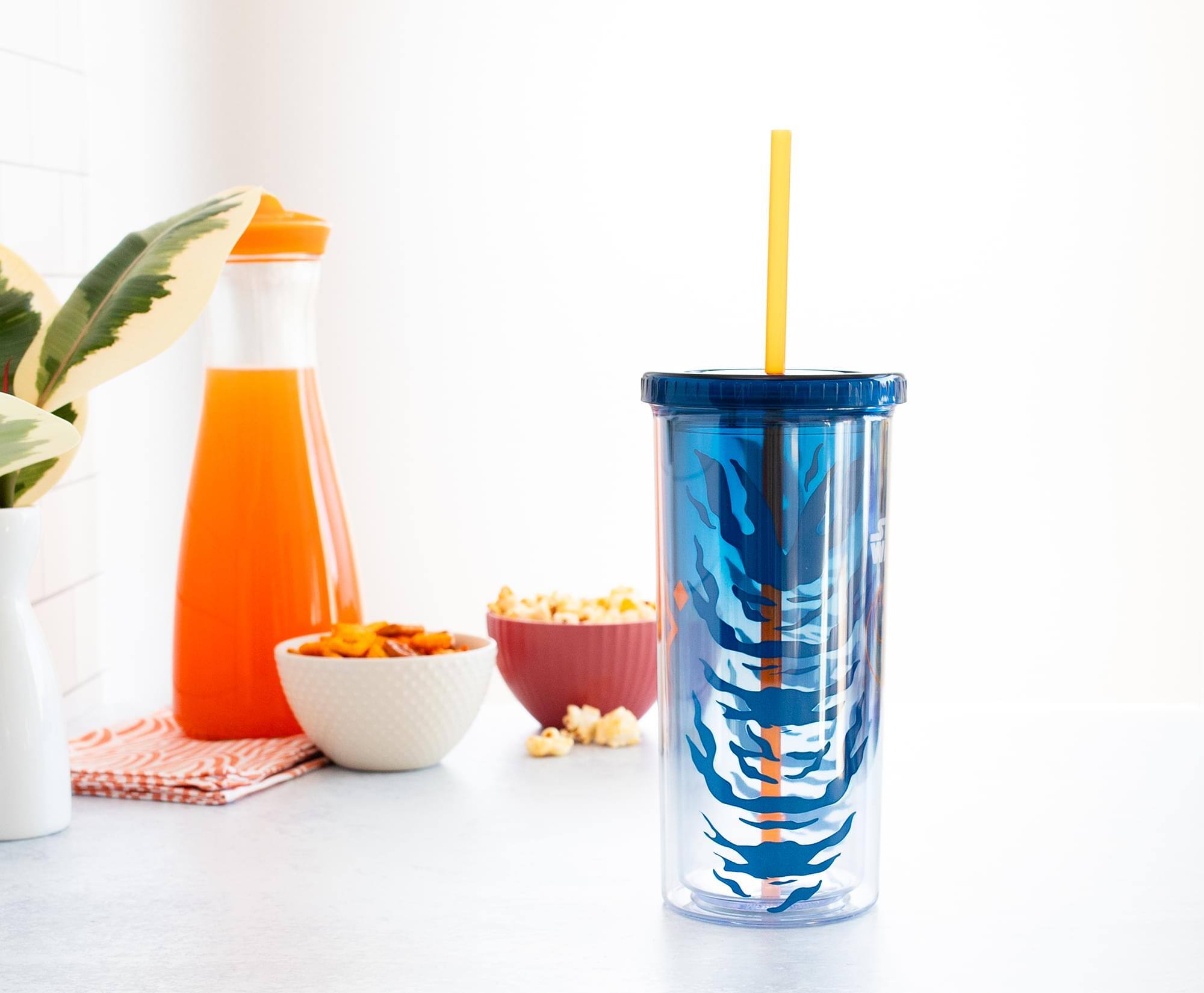 Alt View 3. Silver Buffalo - Star Wars Ahsoka Tano Carnival Cup With Lid and Straw | Holds 20 Ounces - Blue.