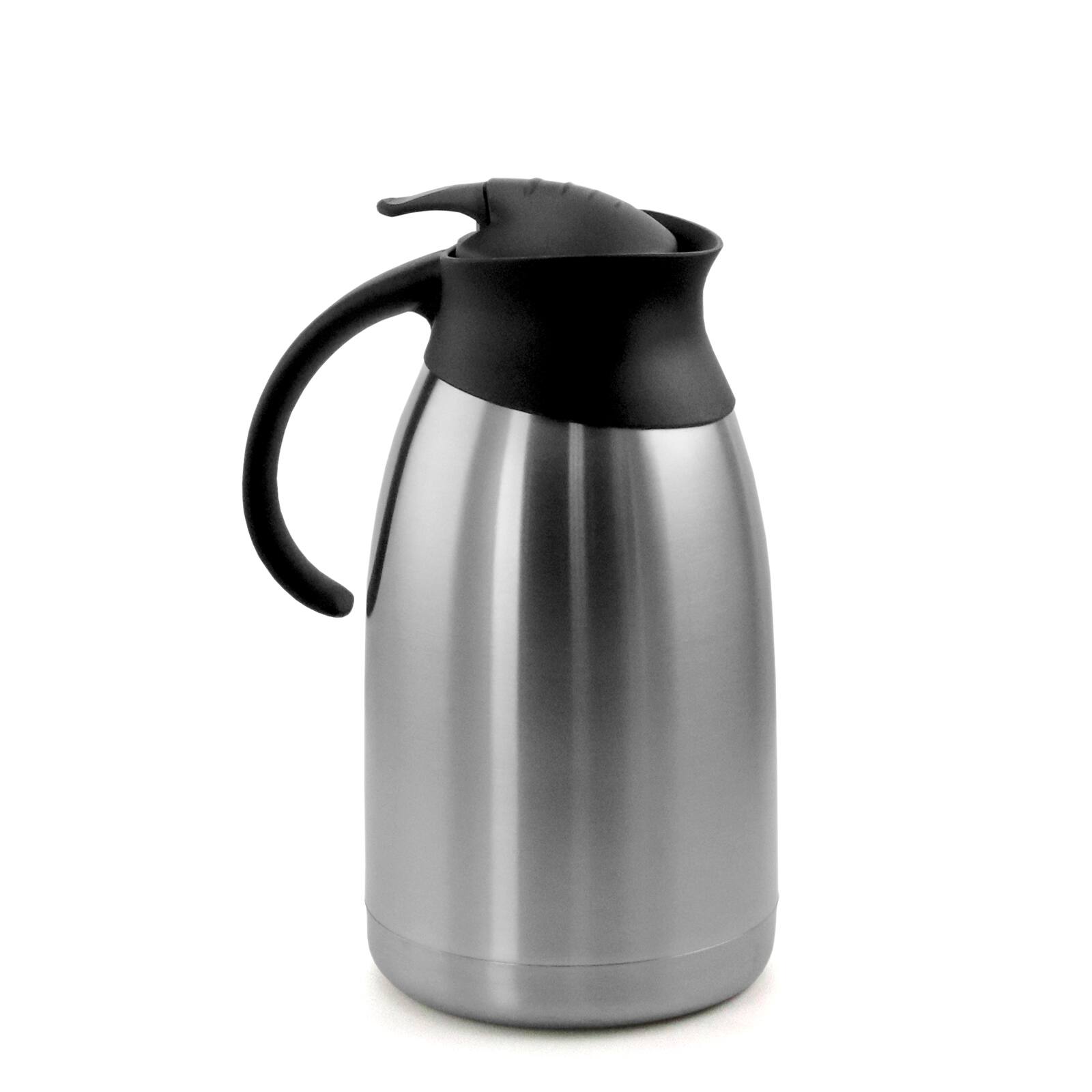 Front. MegaChef - MegaChef 2.11 Quart Stainless Steel Thermal Beverage Carafe for Coffee and Tea - Silver and Black.
