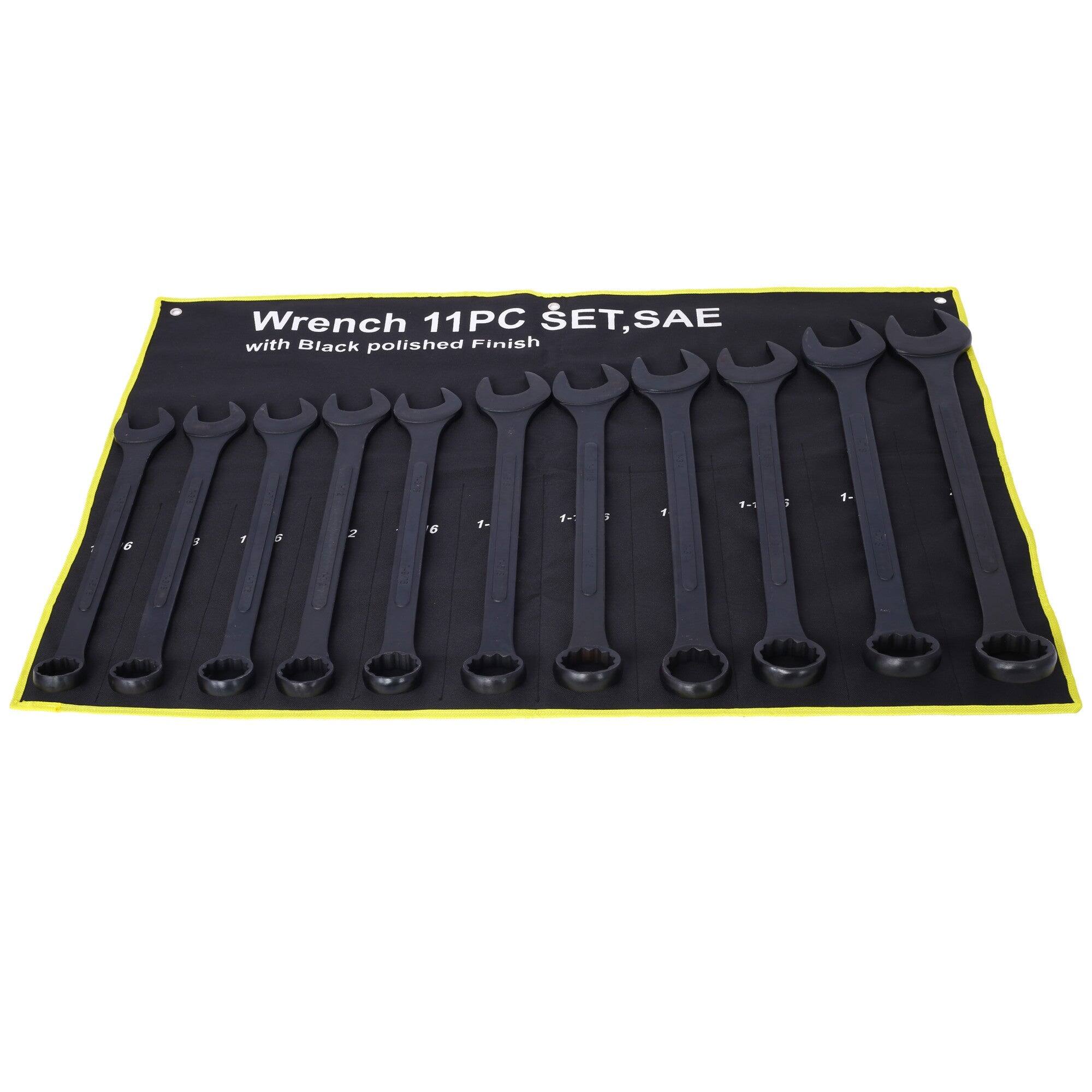 Wrench 11PC SET, SAE with Black polished Finish