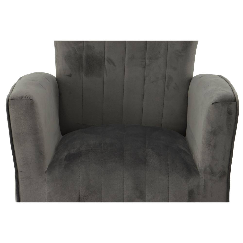 Alt View 4. Carolina Chair & Table - Cela Velvet Upholstered Wingback Chair - Grey - Grey.