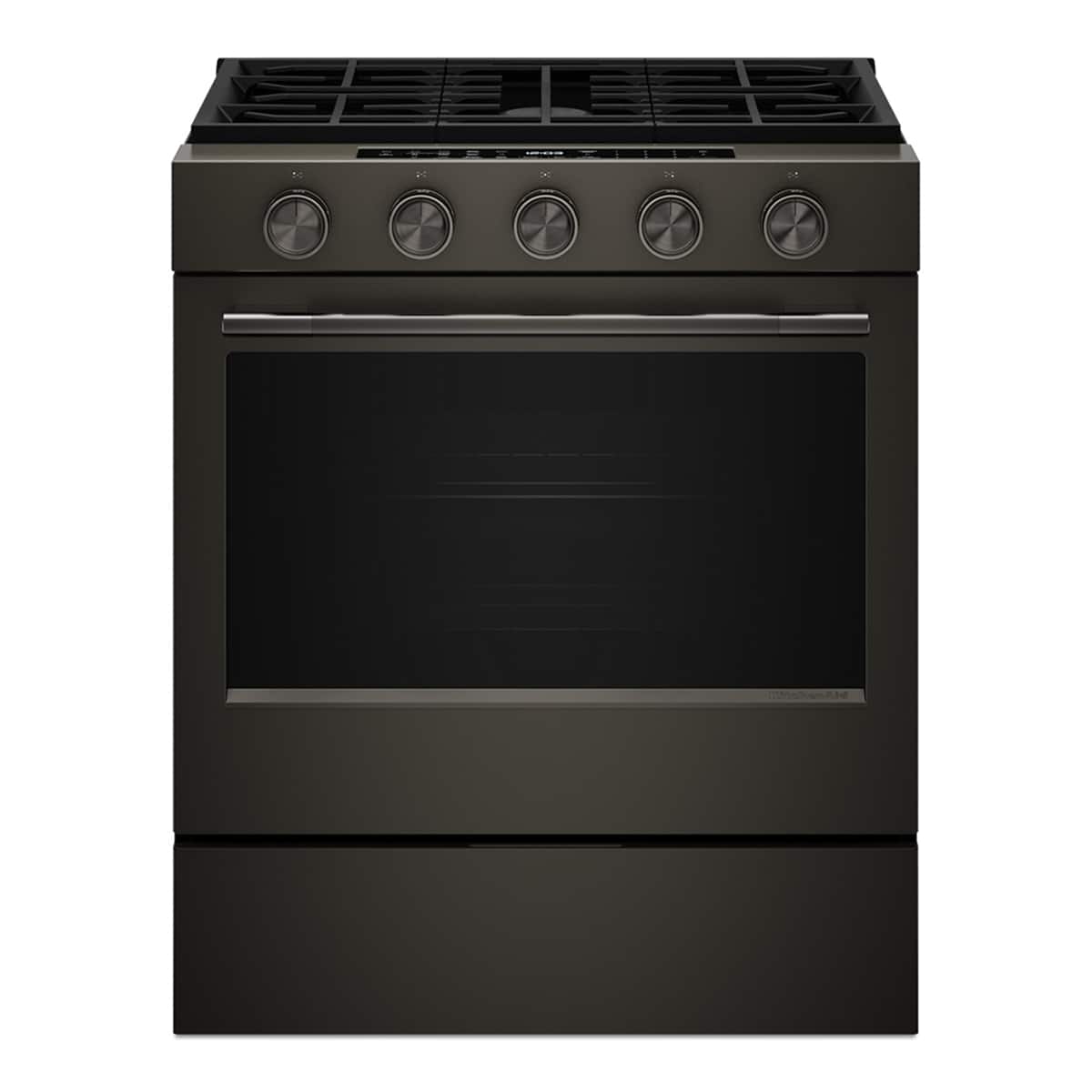 Front. KitchenAid - 5.0 Cu. Ft. Slide-In Gas Range with Convection Cooking Modes and 2-in-1 Burner - Black Ore.