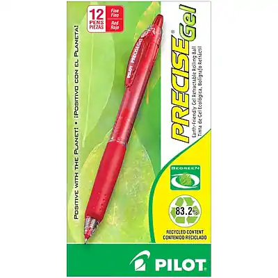 PLANETA! EL CON POSITIVO PLANET! THE WITH POSITIVE
PRECISEGel
PRECISEGel
12 PIEZAS
12 PENS
Fino
Fine
Retractable
Retractable
Bolígrafo
Ballpoint Pen
Ecológica,
Earth-Friendly
83.2% RECYCLED CONTENT
CONTENIDO RECICLADO
PILOT
