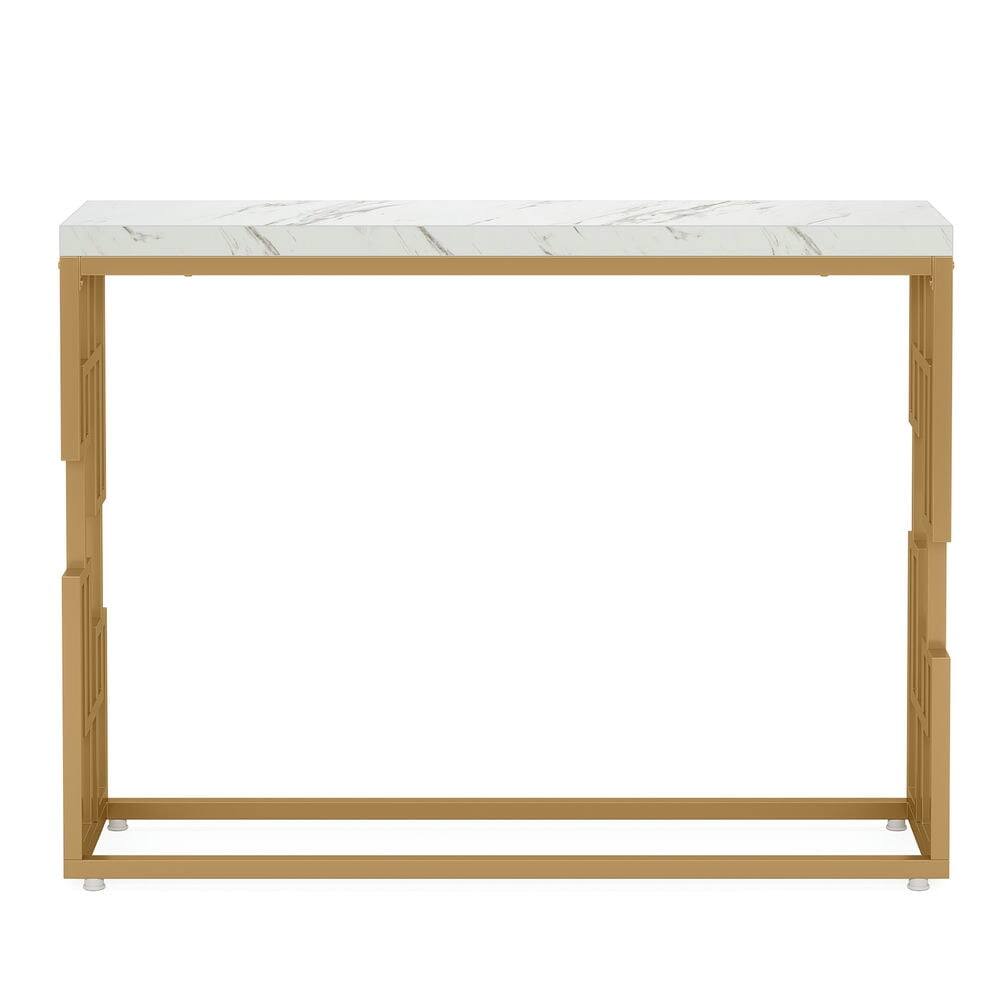 Left. Kadyn - Entryway Table, Console Sofa Table,Modern Console Table, 42.5" Sofa Foyer Table with Faux Marble Tabletop - White.