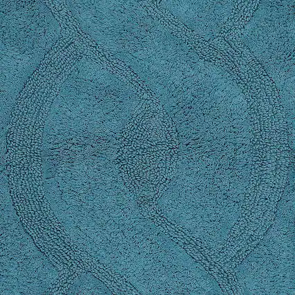 Front. Perthshire Platinum Concepts - Luxurious Aqua Chain Design Cotton Bath Rug - 21" x 34" - Aqua.