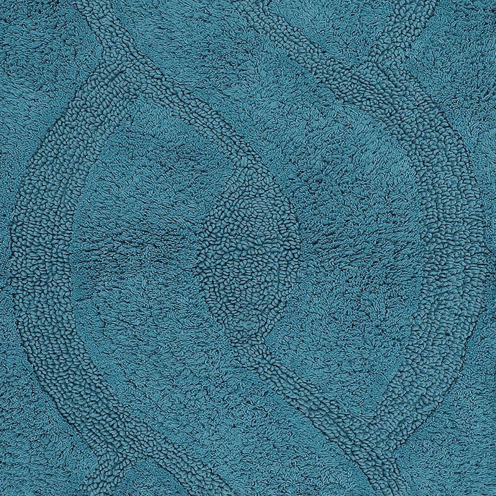 Front. Perthshire Platinum Concepts - Luxurious Aqua Chain Design Cotton Bath Rug - 21" x 34" - Aqua.
