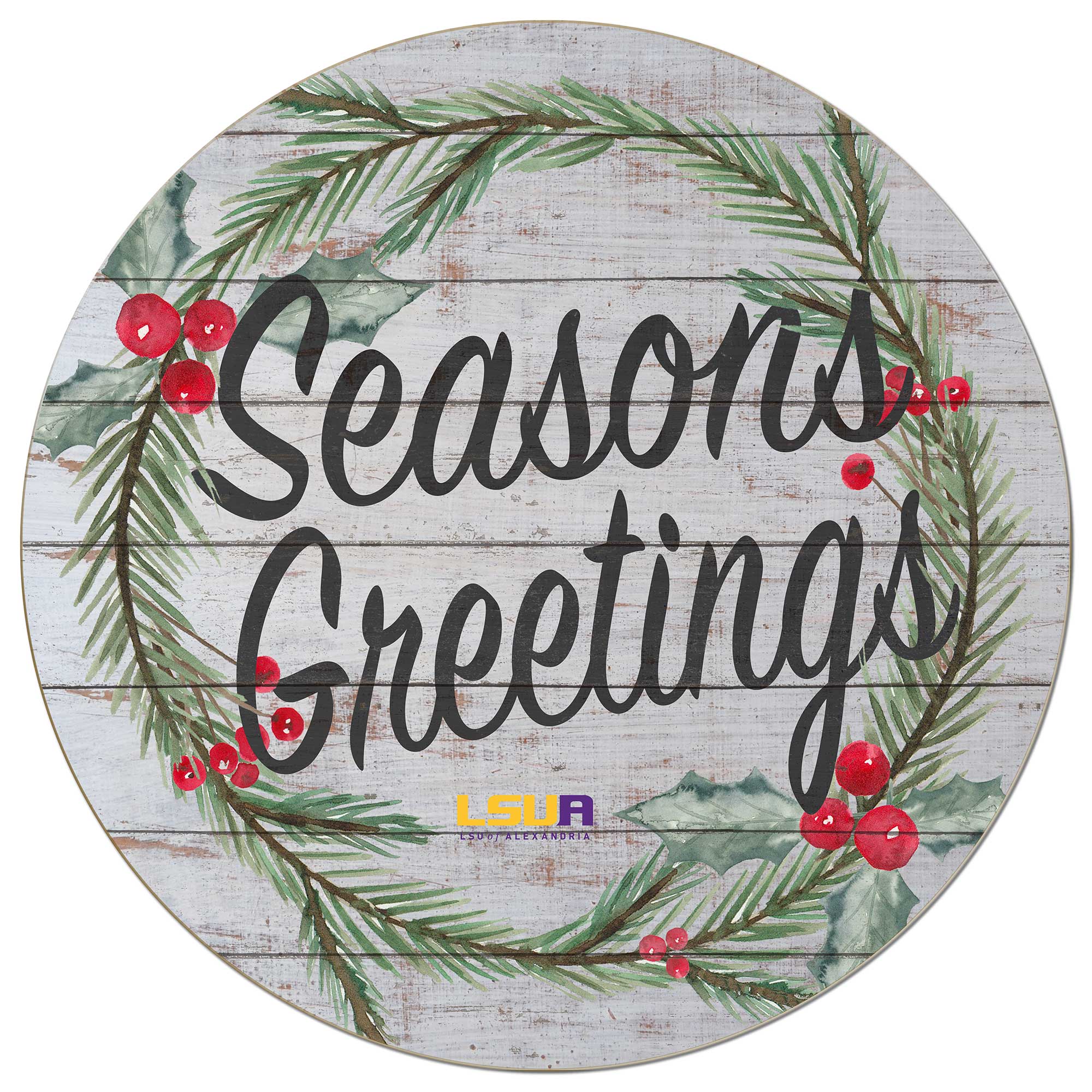 Jardine - LSUA Generals 20'' x 20'' Season's Greetings Circle - White