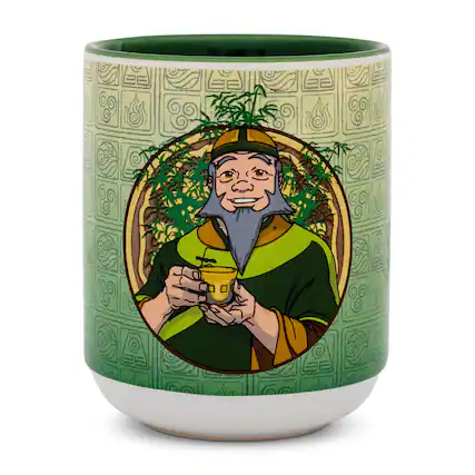 Front. Silver Buffalo - Avatar: The Last Airbender Uncle Iroh Asian Ceramic Tea Cup | Holds 9 Ounces - Green.