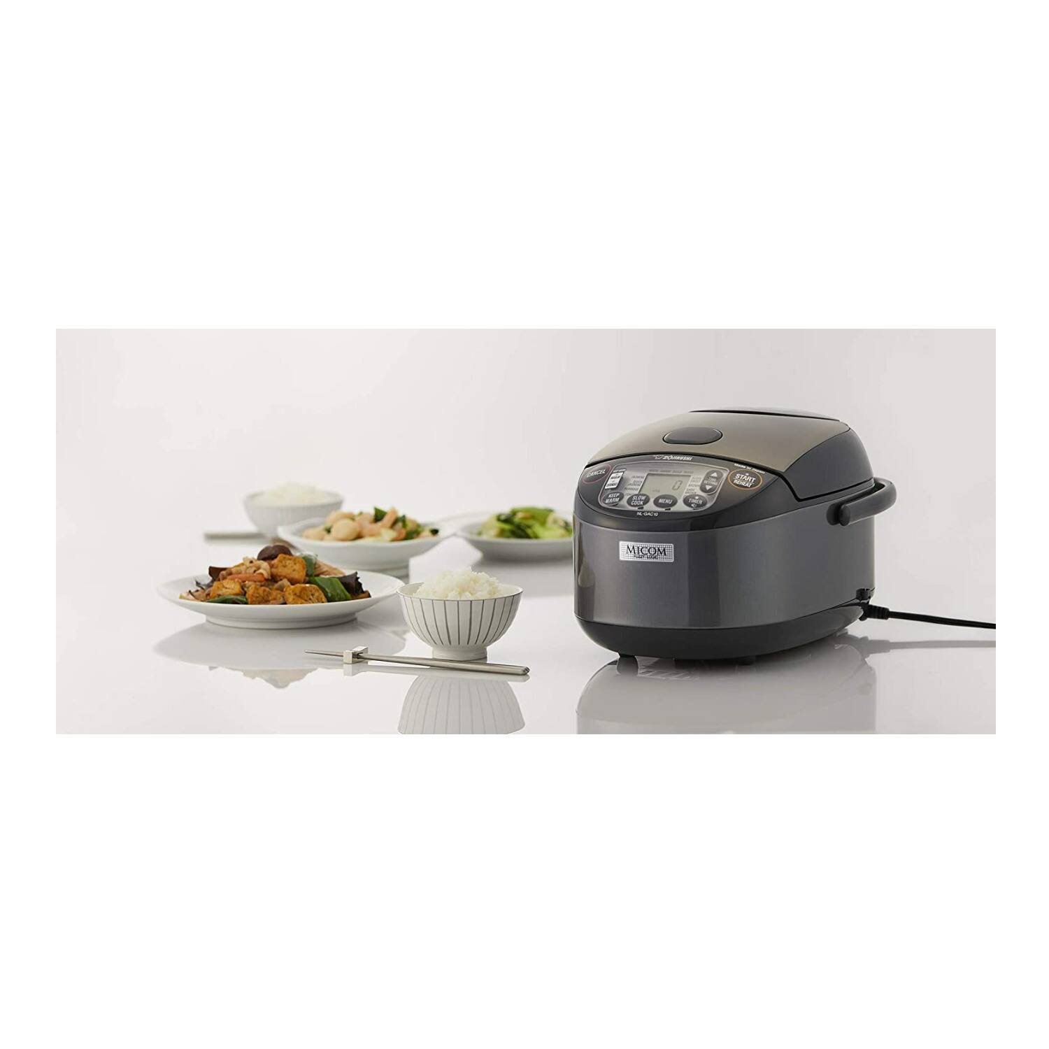 Angle. Zojirushi - Zojirushi NL-GAC10BM 5.5 Cup Umami Micom Rice Cooker Bundle - Black.