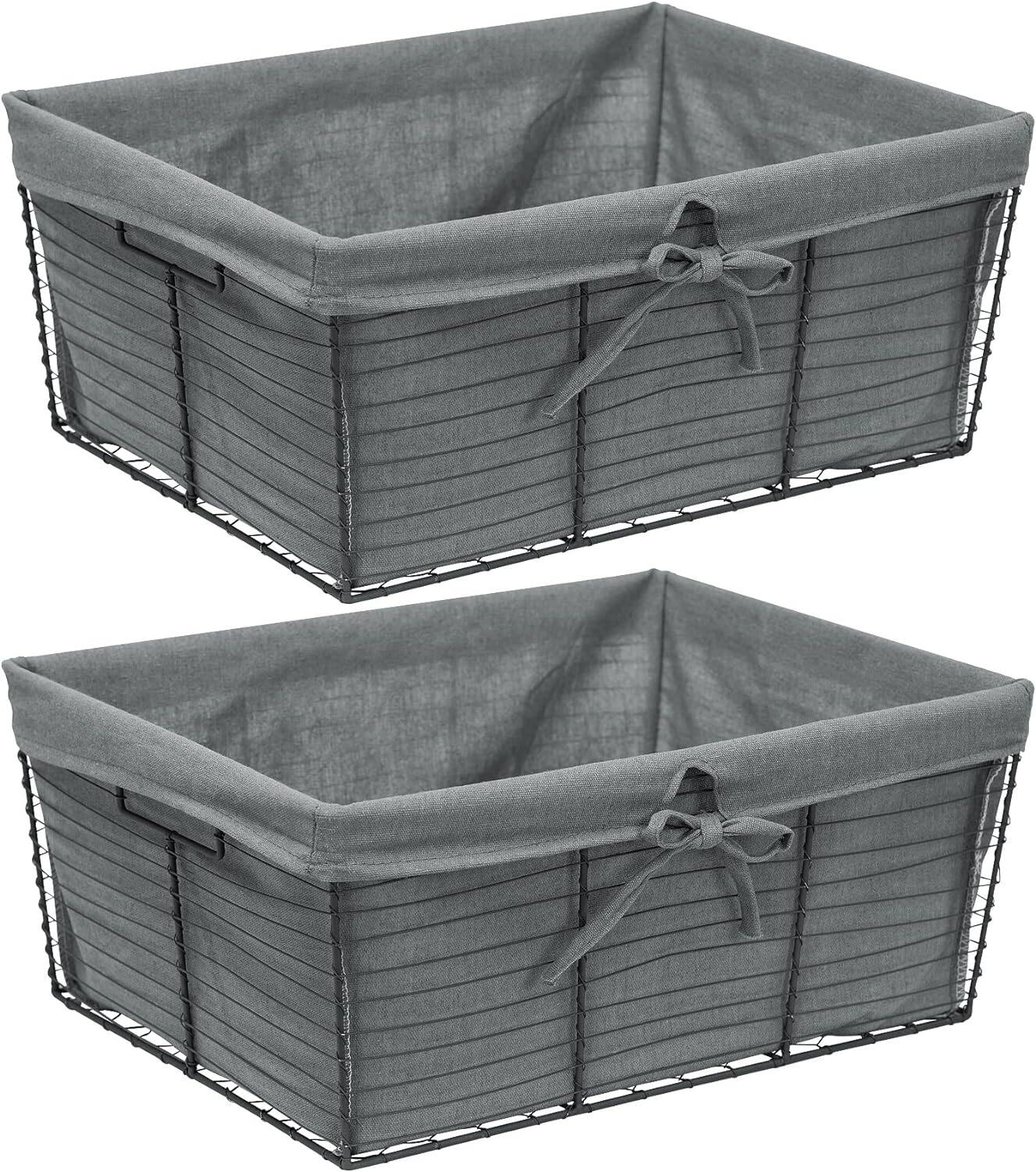Alt View 4. Sorbus - Sorbus Wire Basket with Liner - Large Decorative Rustic Storage Set for Pantry & Bathroom - Organize Towels, Blankets - Gray.