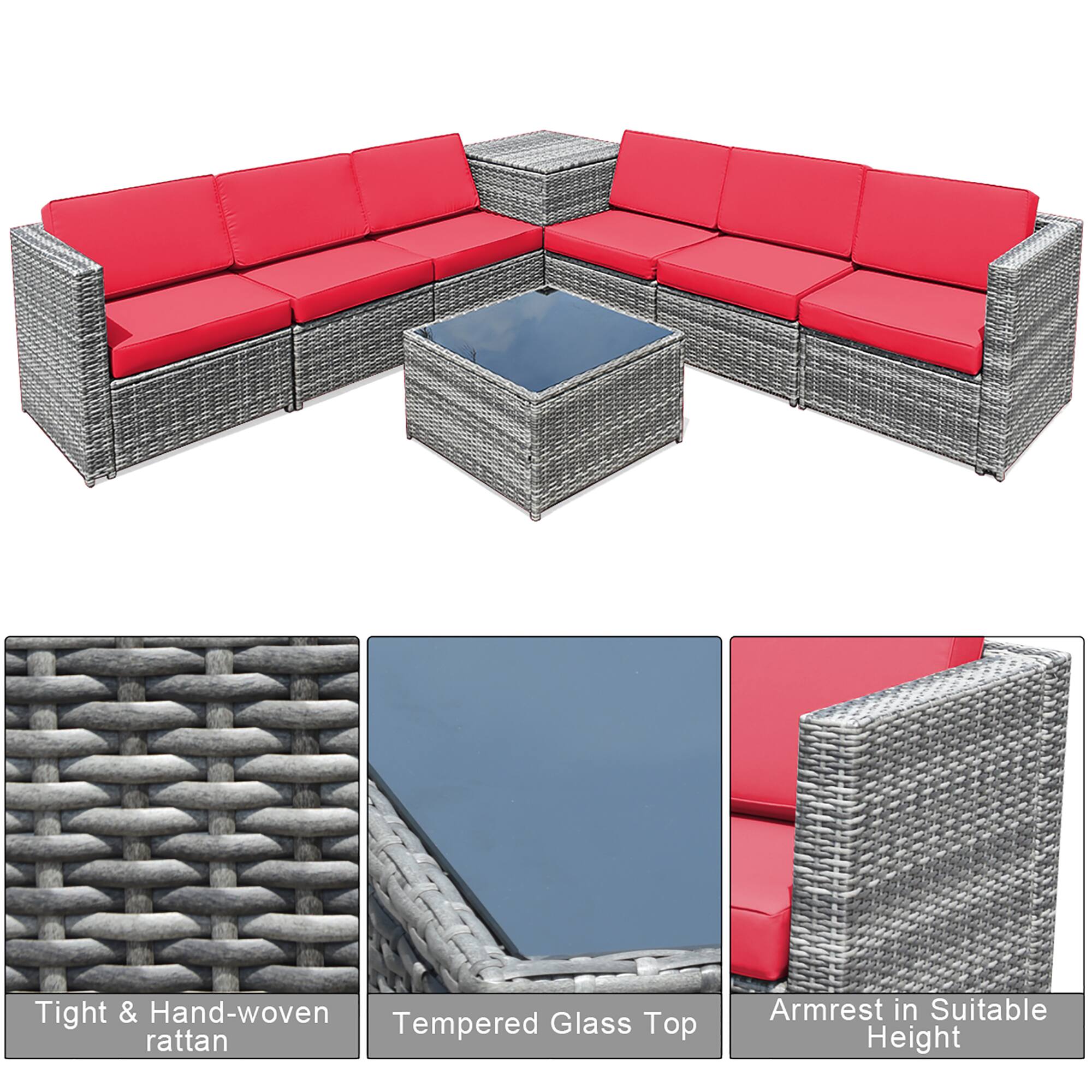 Tight & Hand-woven Glass rattan Tempered Top Armrest in Suitable Height