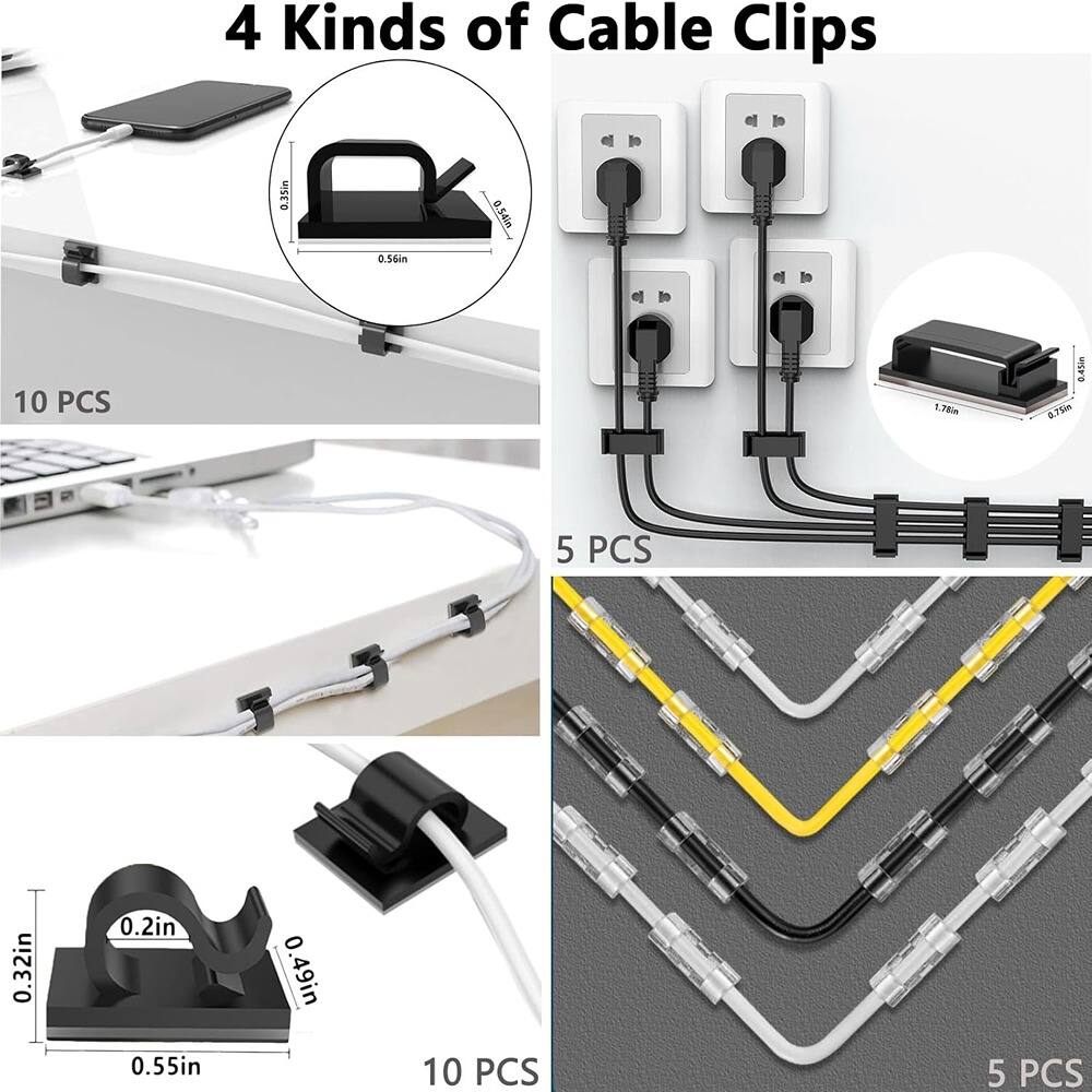 4 Kinds of Cable Clips

- 0.35in x 0.56in - 10 PCS
- 1.70mm x 6.75mm - 5 PCS
- 0.32in x 0.2in x 0.55in x 0.49in - 10 PCS
- 5 PCS