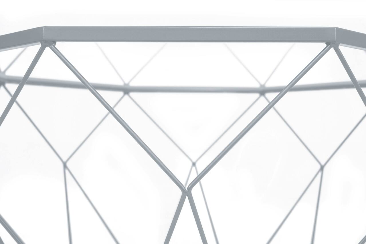 Back. LeisureMod - Malibu Contemporary Geometric Glass Top Coffee Table with Open-Frame Design and Powder Coated Base for Home and Office - Grey.