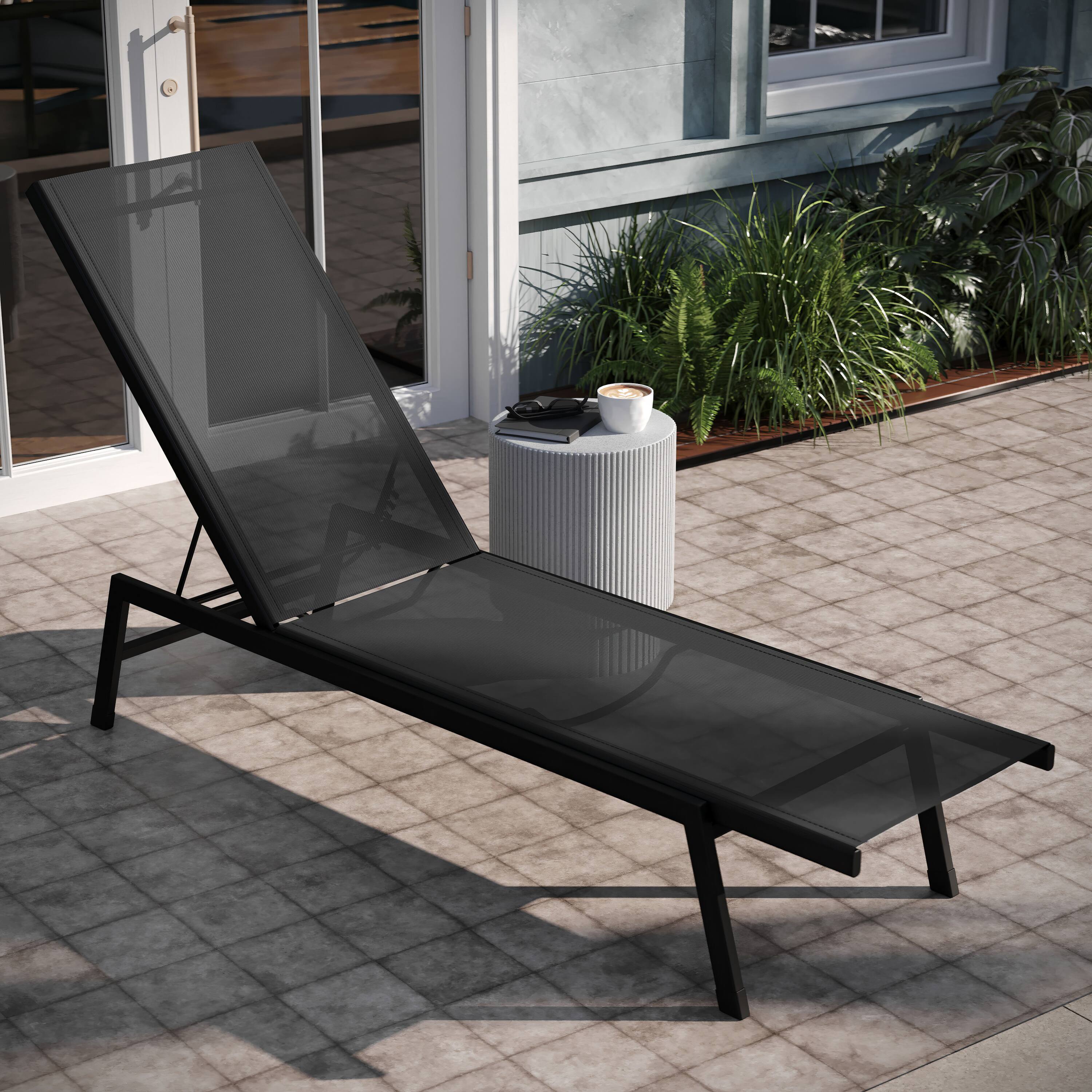 Emma + Oliver Braelin Set of 2 Textilene Adjustable 5 Position Patio ...