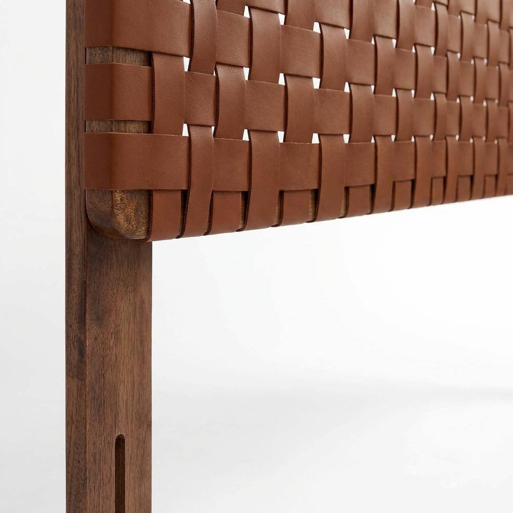 Alt View 1. FurniFact - Vegan Leather King Headboard withDesign and Durable Frame - Brown.