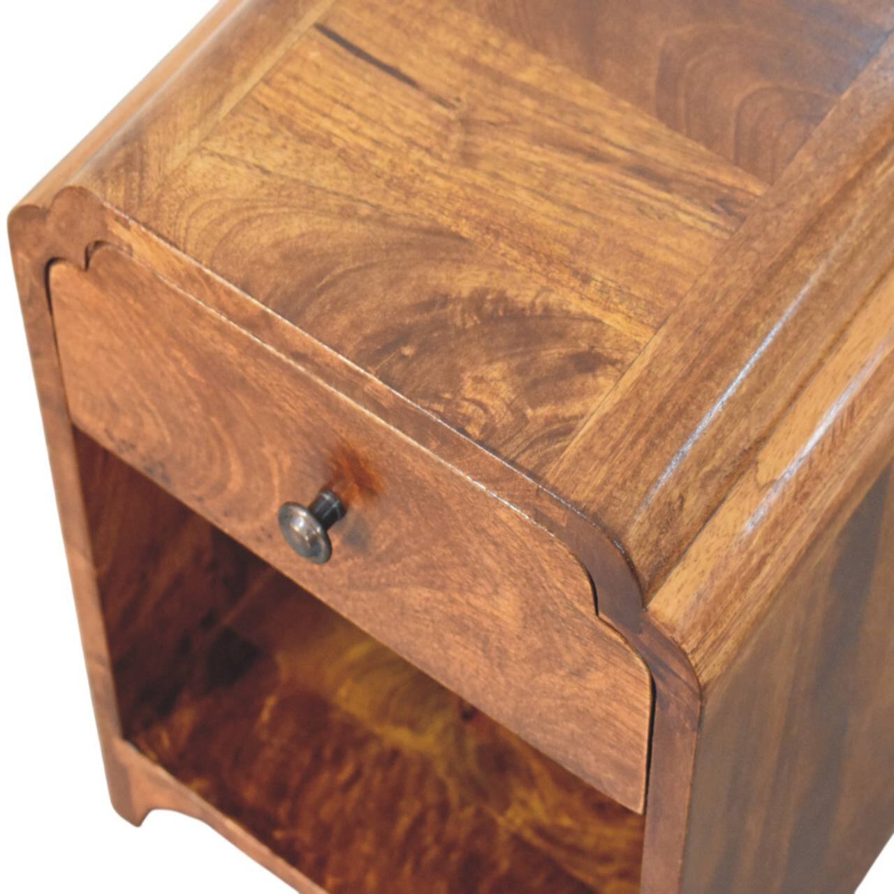 Alt View 1. Artisan Furniture - Artisan Furniture Solid Wood Newton Mini Chestnut Nightstand with a Drawer and Open shelf - Chestnut.