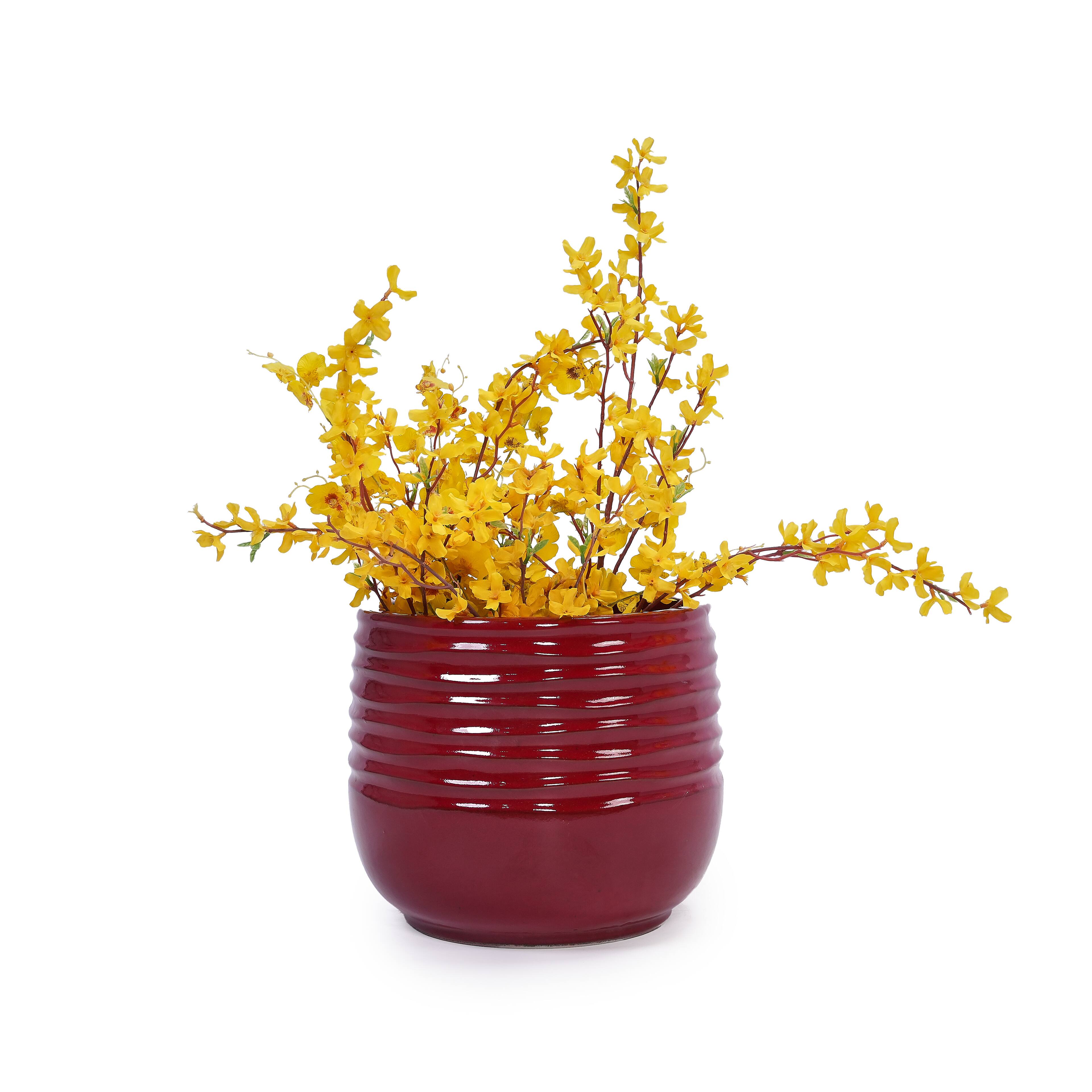 Alt View 7. Loheer - Loheer Ceramic Planter Set of 3, Handmade Glazed Red Clay Flower Pots, 15 11 8 Inch Indoor Outdoor Planters.