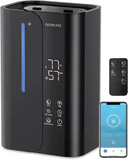 U-HOMY - 5L Smart Cool Mist Humidifier with App Control, Top Fill, Dual Nozzles, Ultra Quiet for Bedroom - Black