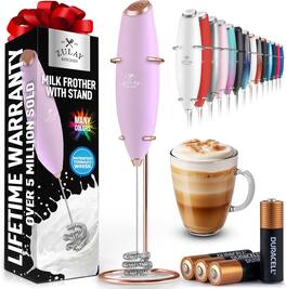 Zulay Kitchen - Tornado Whisk Milk Frother with 4 AA Duracell Batteries - Triple Whisk for More Power - Lilac and Rose Gold