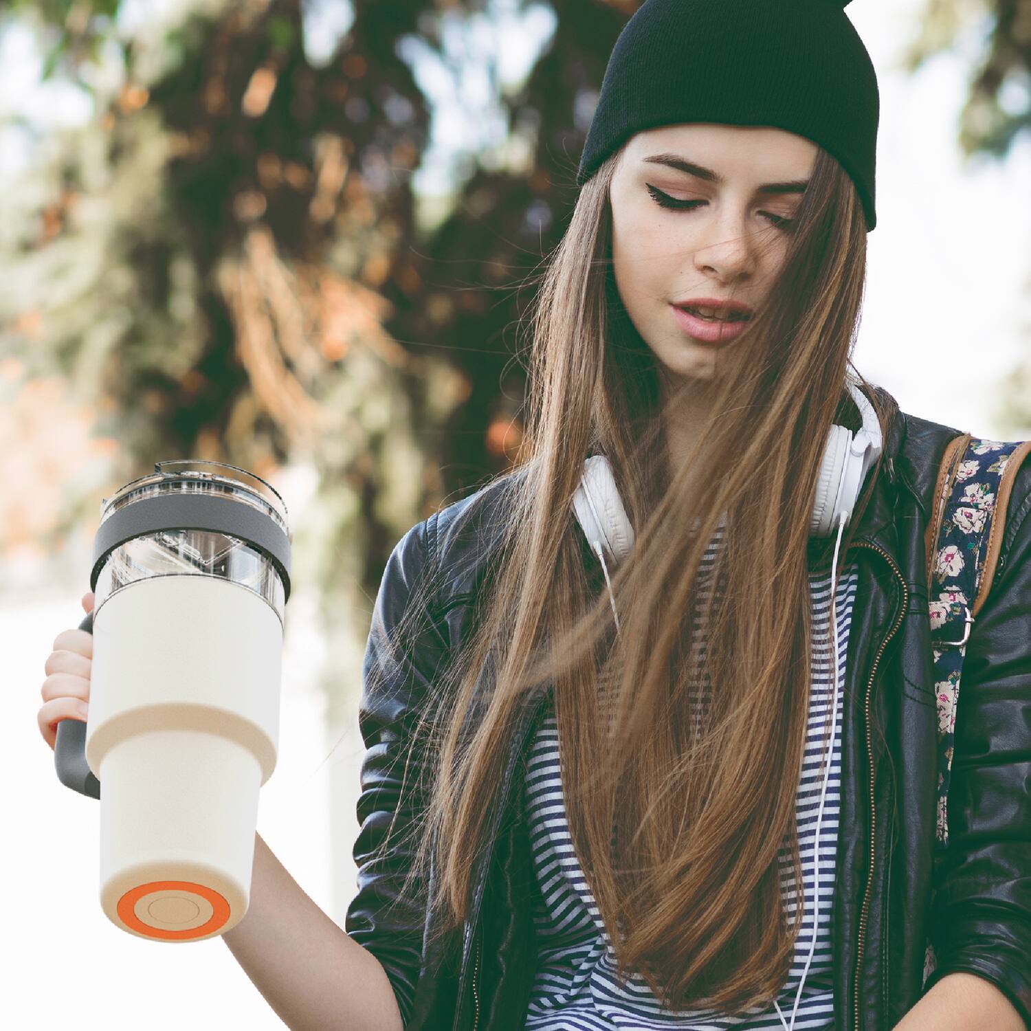 Alt View 2. Asobu - 34-Oz Explorer See-Through Travel Mug with Detachable Insulated Tumbler - White.