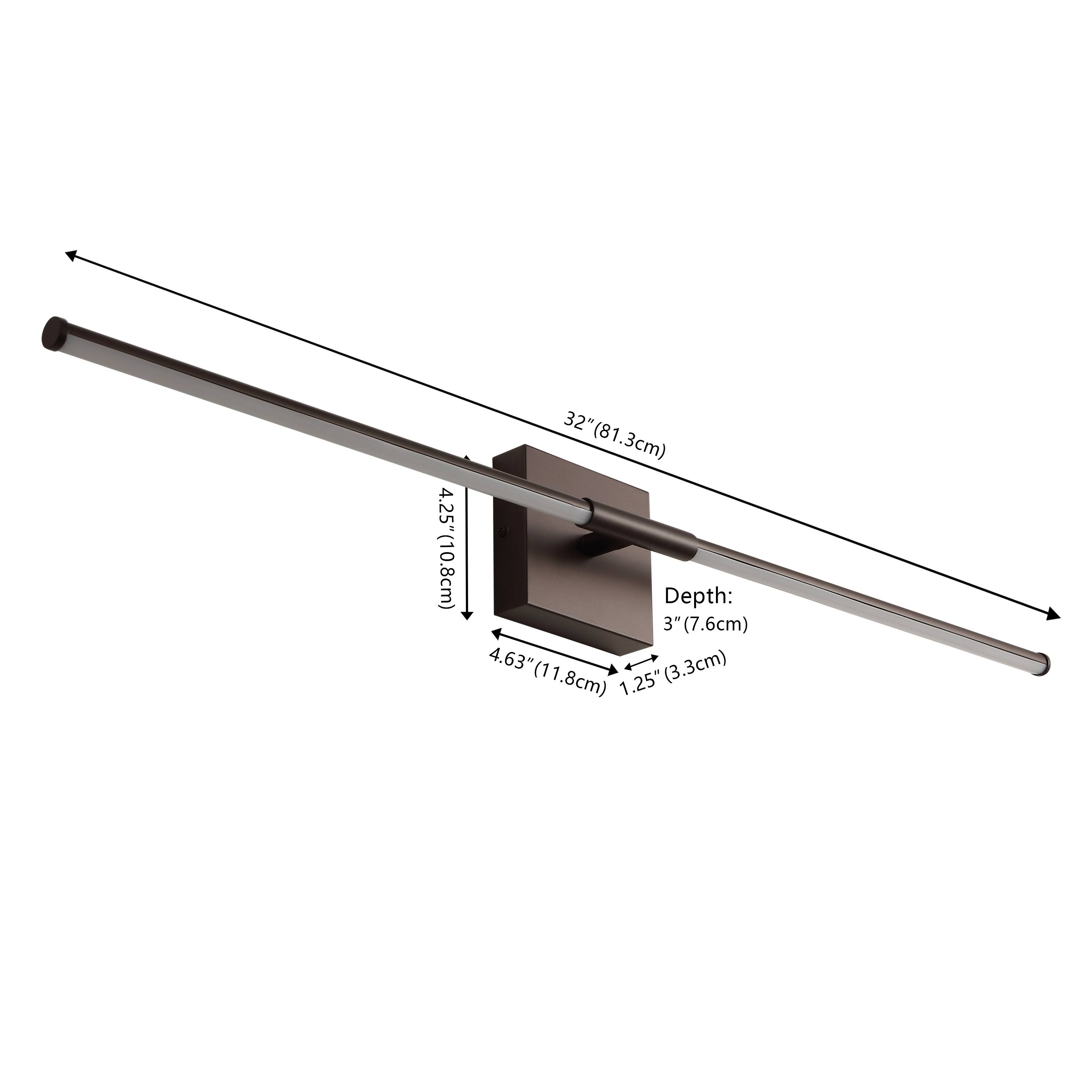 4.25" (10.8cm)  
32" (81.3cm)  
Depth: 3" (7.6cm)  
4.63" (11.8cm)  
1.25" (3.3cm)