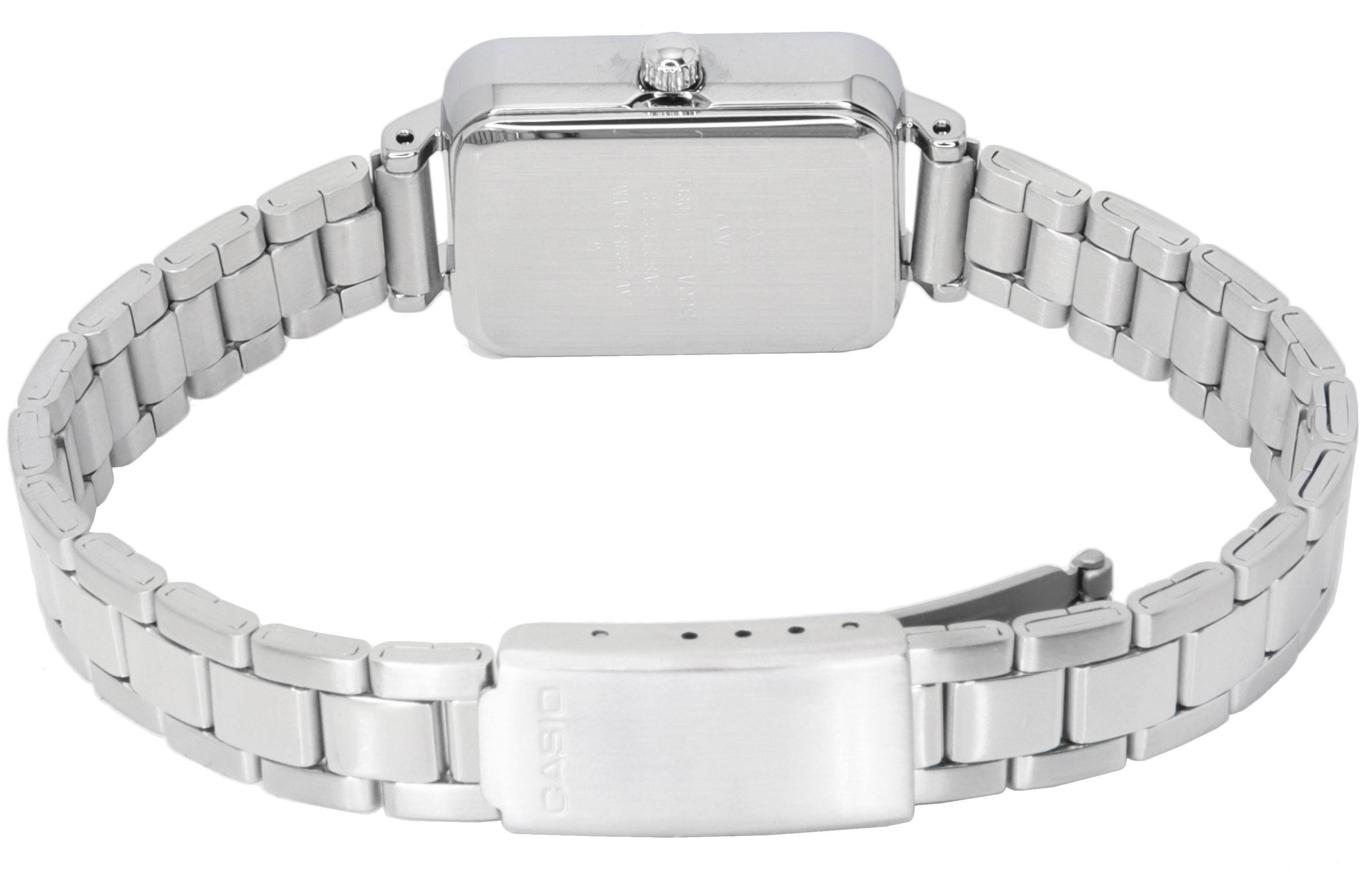 Back. Casio - Analog Pink Dial Quartz LTP-V009D-4E Ladies Watch Stainless Steel - Silver and Pink.