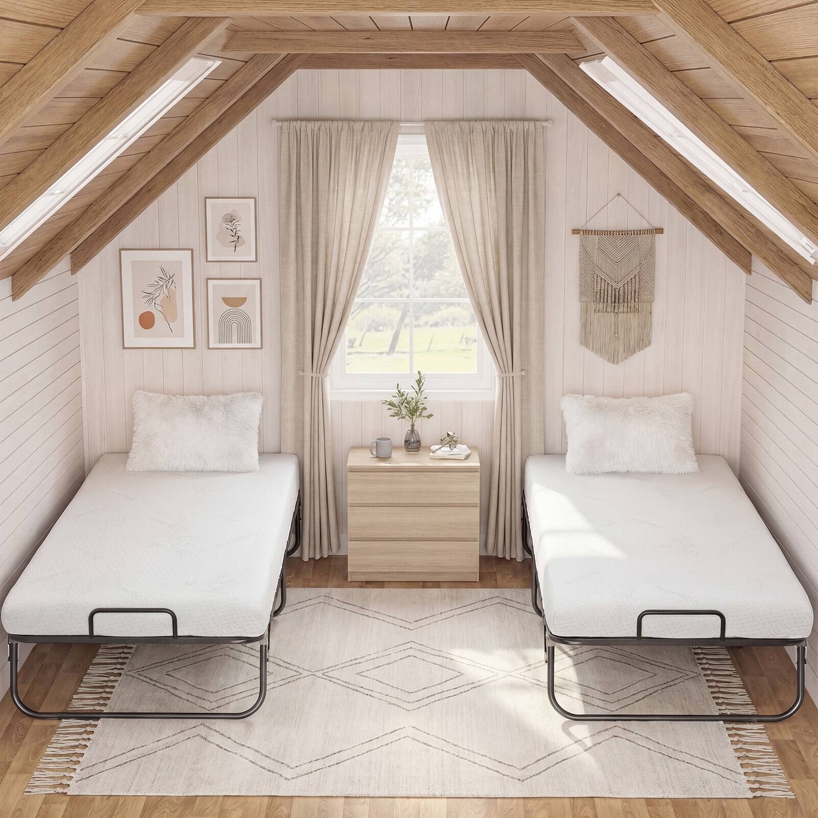 Alt View 9. Gymax - Gymax Twin Size Folding Bed w/Memory Foam Mattress Metal Frame for Living Room Study - White.