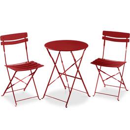 Best Choice Products - 3-Piece Small Bistro Set, Folding Patio Furniture Set of 2 Chairs and Table - Red