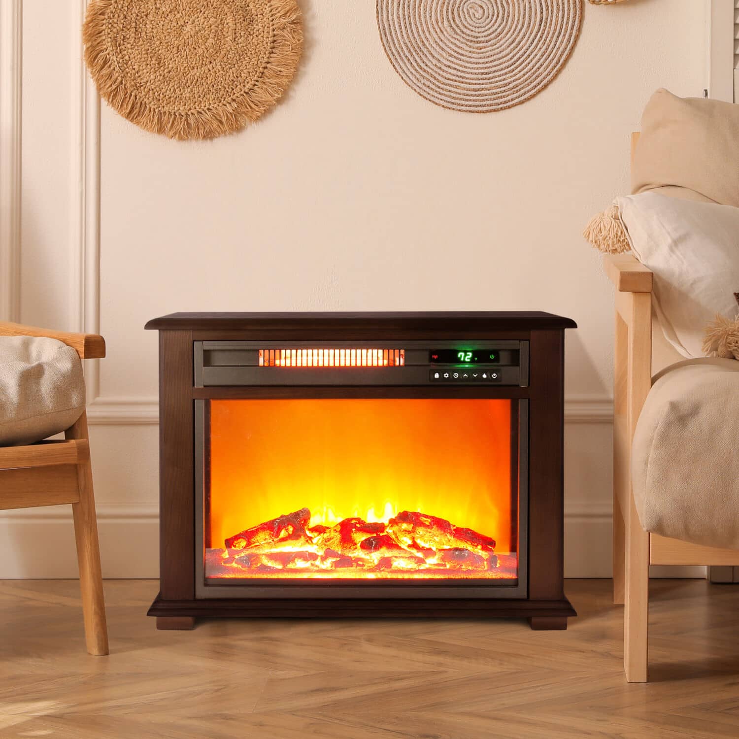 Alt View Zoom 17. Lifesmart - 3-Quartz Infrared Fireplace Heater - Dark Walnut.