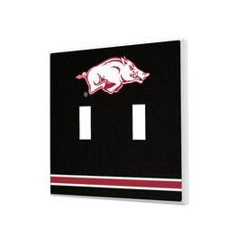 Keyscaper - Arkansas Razorbacks Stripe Design Double Toggle Light Switch Plate - Multicolor