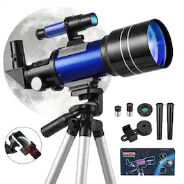 Sugift - Telescope 70mm Aperture 300mm AZ Mount Telescope with Stand and Phone Adapter for Kids, Adults and Beginners - Blue