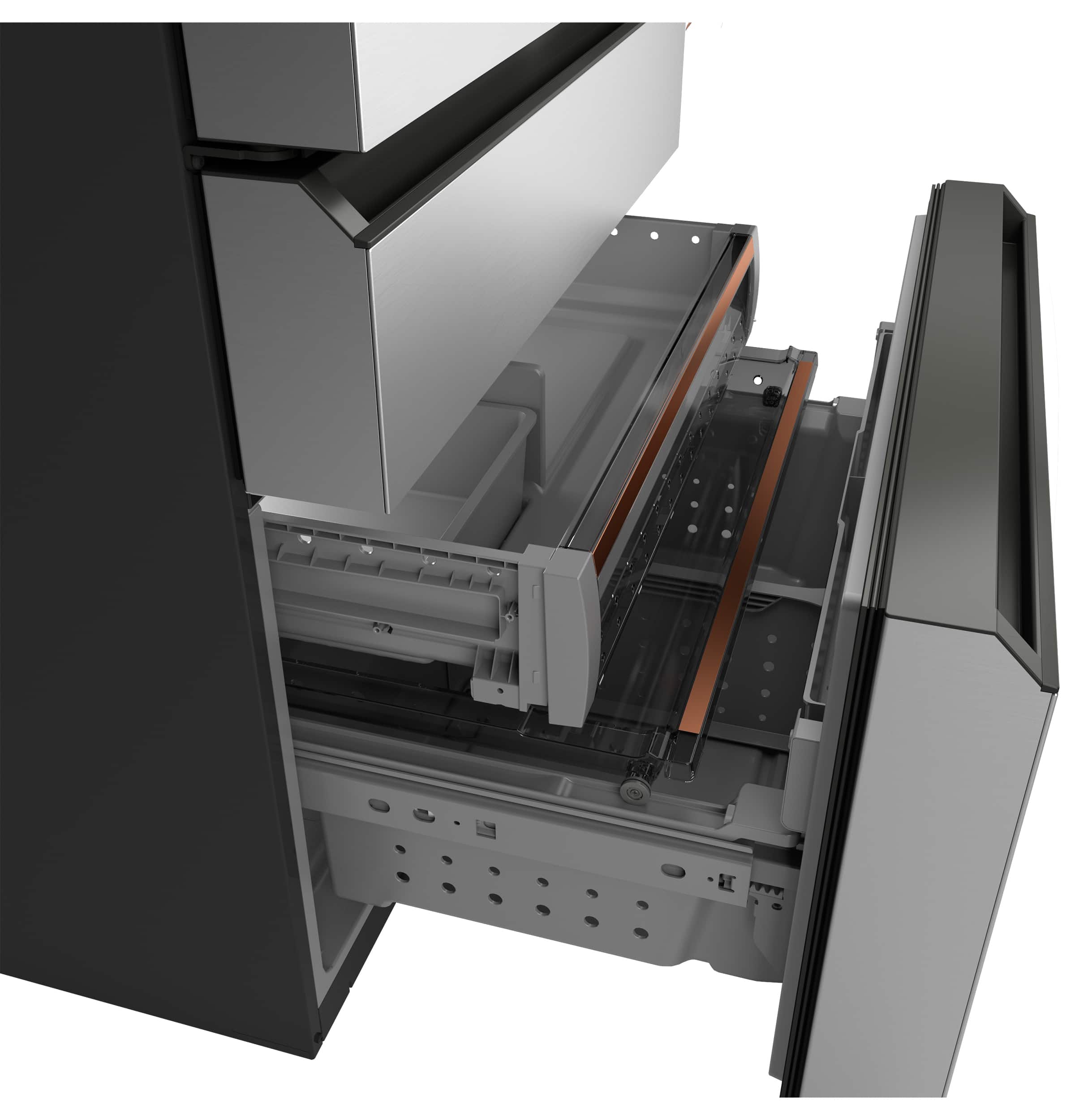 Alt View 16. Café - 23.2 Cu. Ft. 4-Door French Door Counter-Depth Smart Refrigerator with Dual Dispense AutoFill Pitcher - Platinum Glass.