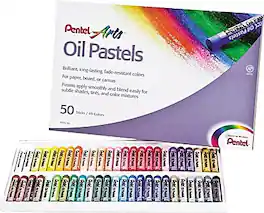Pentel - Oil Pastel Set With Carrying Case, 50/Set - Assorted