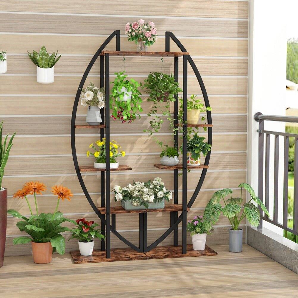 Front. Tribesigns - Office Storage Shelf, For Organizing and Displaying Items in Workspaces and Reception Areas - Brown.