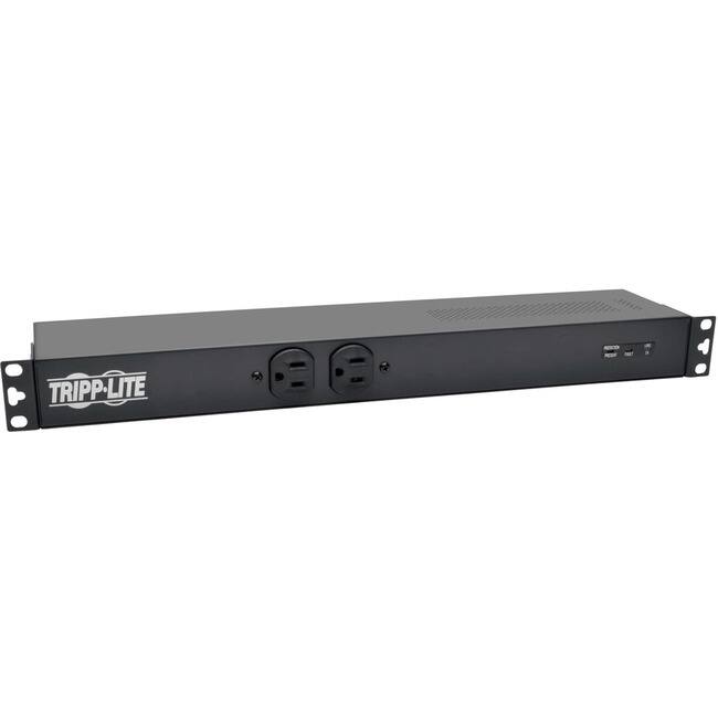 Front. Tripp Lite - Eaton Tripp Lite Series 2kW 120V Single-Phase Basic PDU with ISOBAR Surge Protection - 3840 Joules, 14 Outlets, L5-20P - White.