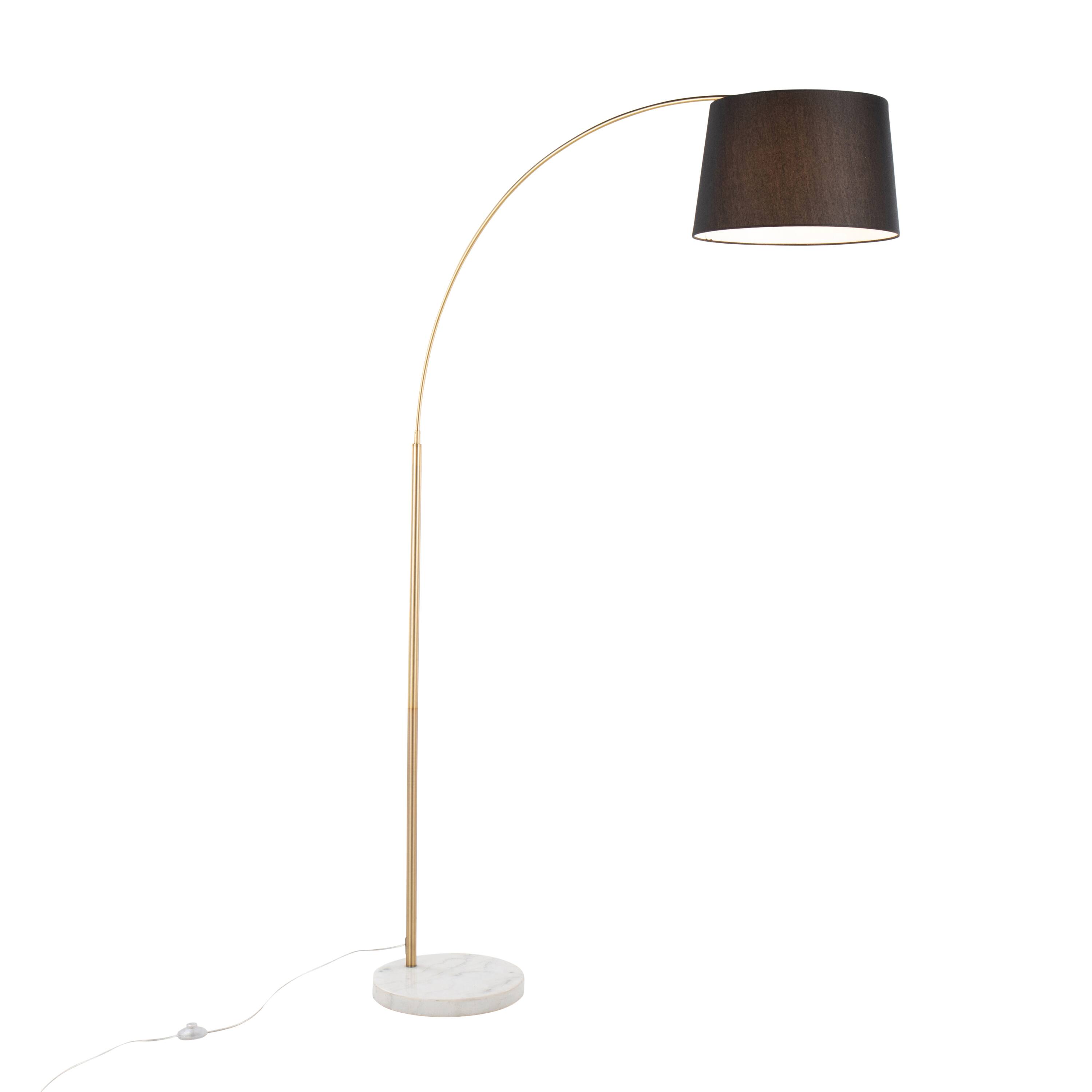Angle. APRILSOUL - March Contemporary Floor Lamp in White Marble and Antique Brass with Black Linen Shade Metal by LumiSource - Antique Brass.