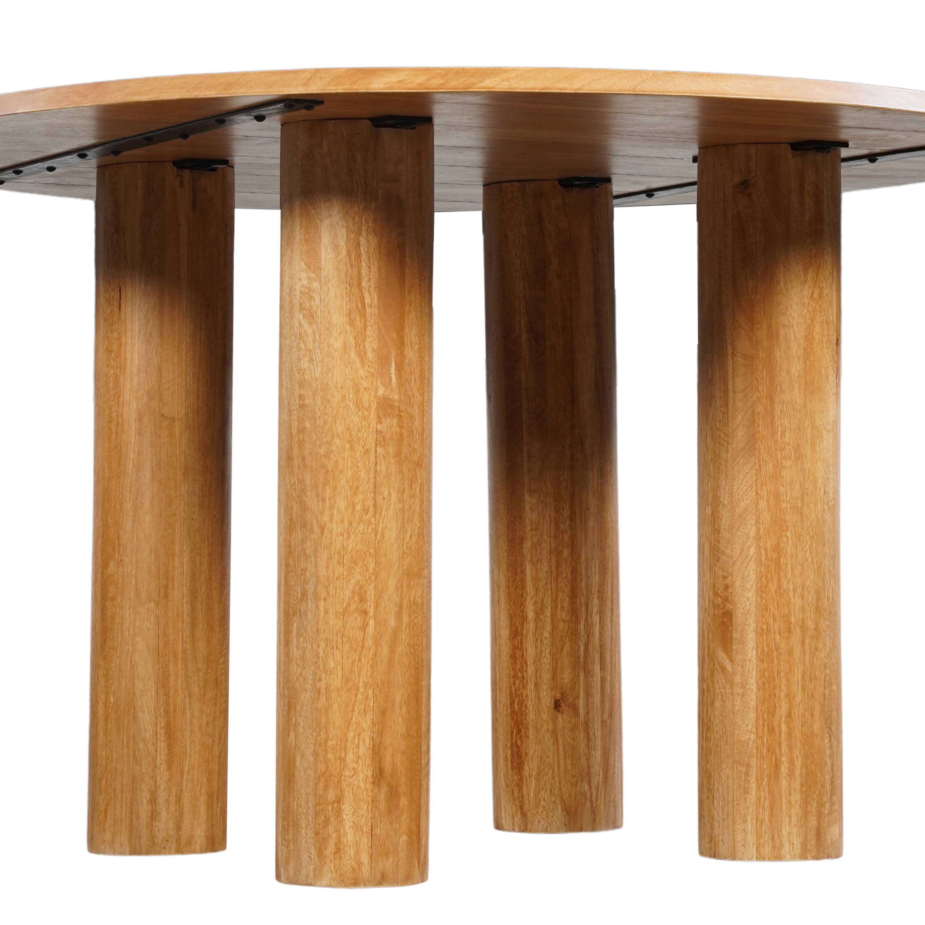 Alt View 2. Manhattan Lane - Dining Table, 48 Inch Round Top, 4 Column Pillar Legs - Natural Brown.