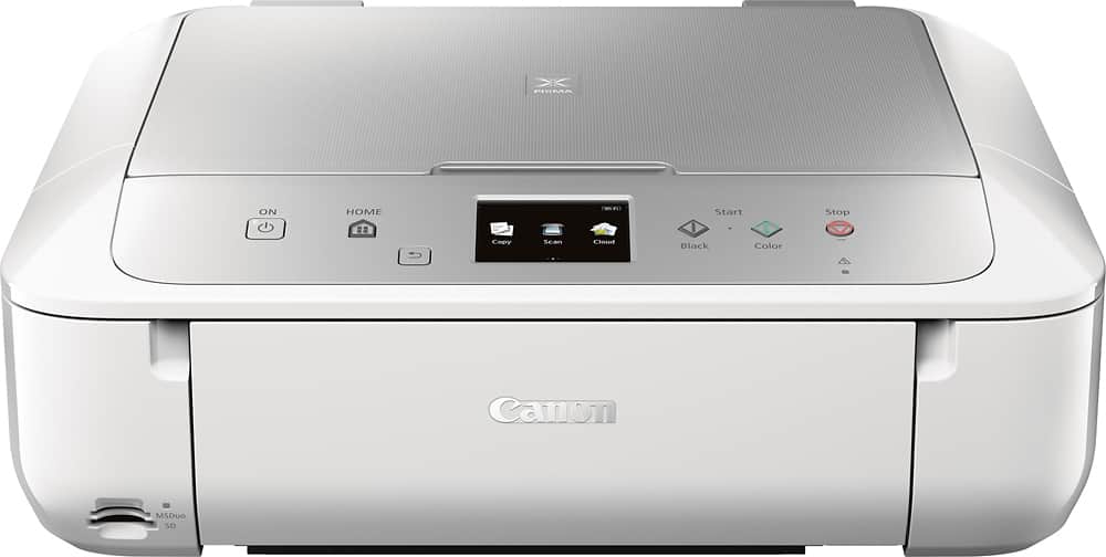 Front. Canon - PIXMA MG6822 Wireless All-In-One Printer - Silver/White.