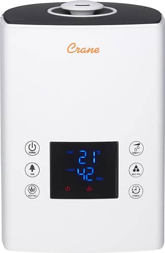 Crane - Digital Warm and Cool Mist Ultrasonic Humidifier - White - Larger Front