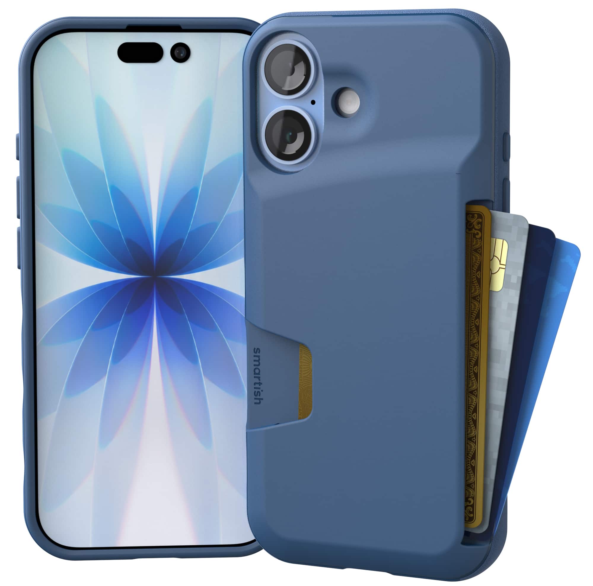 Smartish - iPhone 17 Wallet Case - Wallet Slayer Vol 1 - Slim Grip Card Holder Cover - Blues on The Green