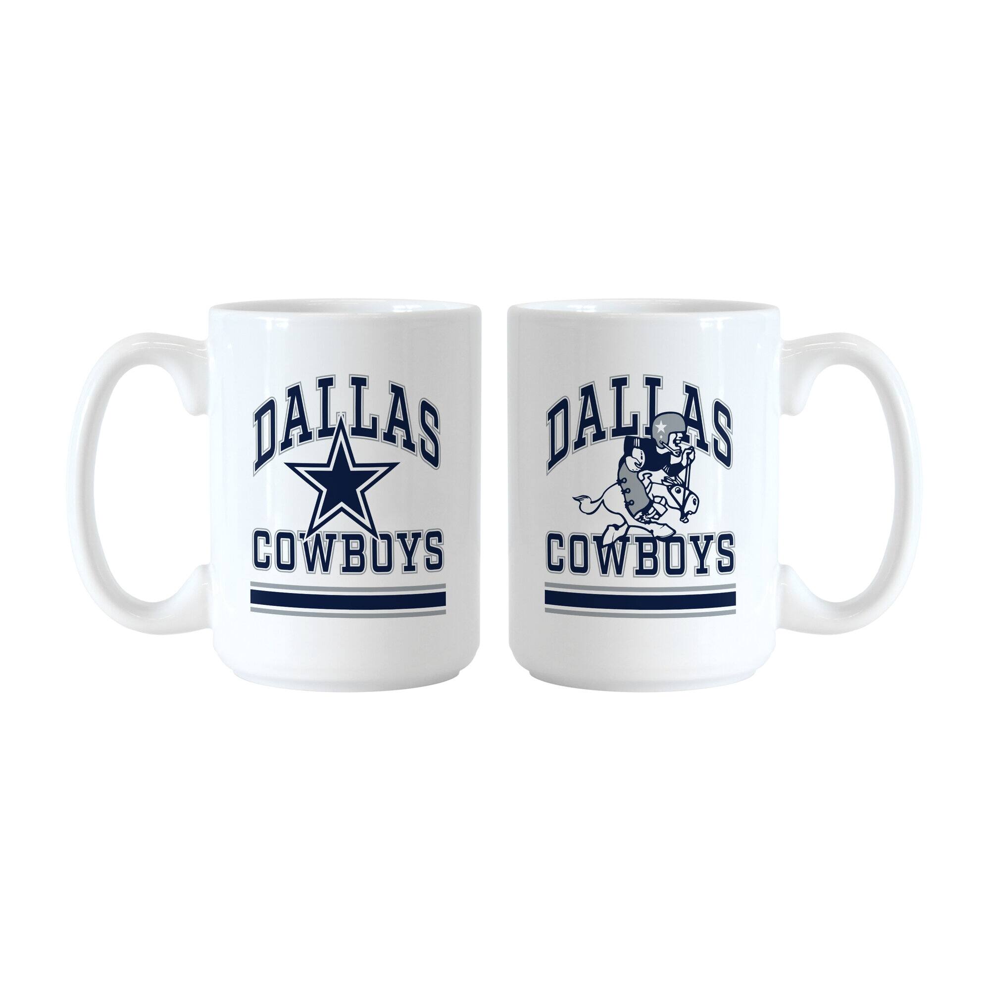 Logo Brands - Dallas Cowboys 15oz. Current & Throwback Mug Set - Multicolor