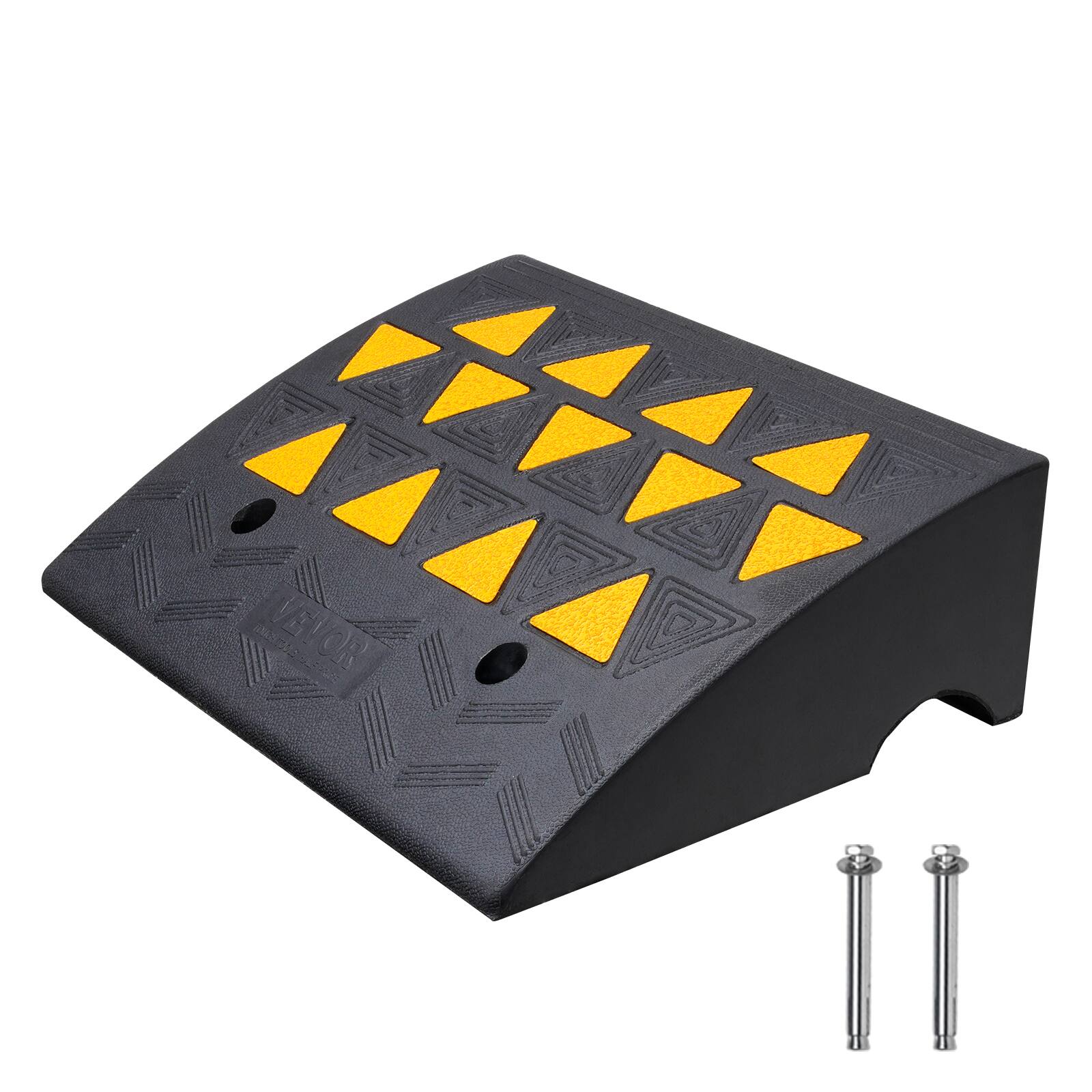 Front. VEVOR - Rubber Curb Ramp 6" Rise Height Sidewalk Curb Ramp, 14.6" Width 19.3" Length Driveway Ramp for Curb, 15T Heavy Duty - Black.