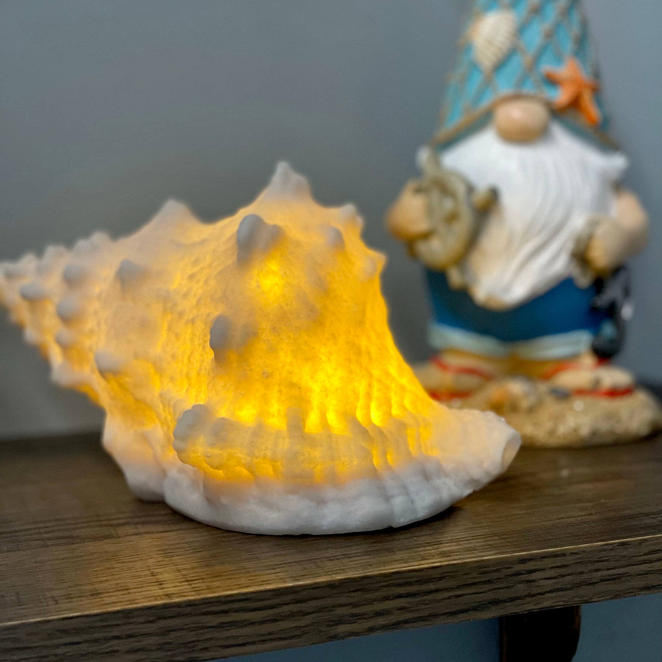 Alt View 3. Contrast Inc. - 8 Inch Resin LED Frog Conch Shell Accent Lamp Decorative Sea Table Light Nautical Home Decor - White.