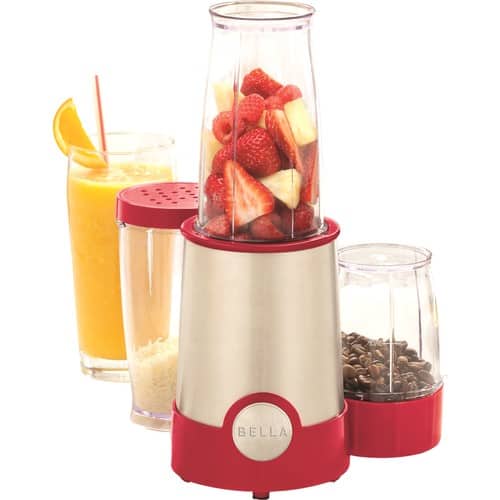 Front Standard. Bella - 12 Piece Rocket Blender - 240 W - Red, Stainless Steel.
