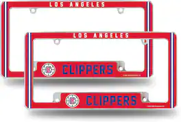 Rico Industries - Los Angeles Clippers LA Basketball (Set of 2) Chrome Metal License Plate Frames with Bold Full Frame Design - Multi
