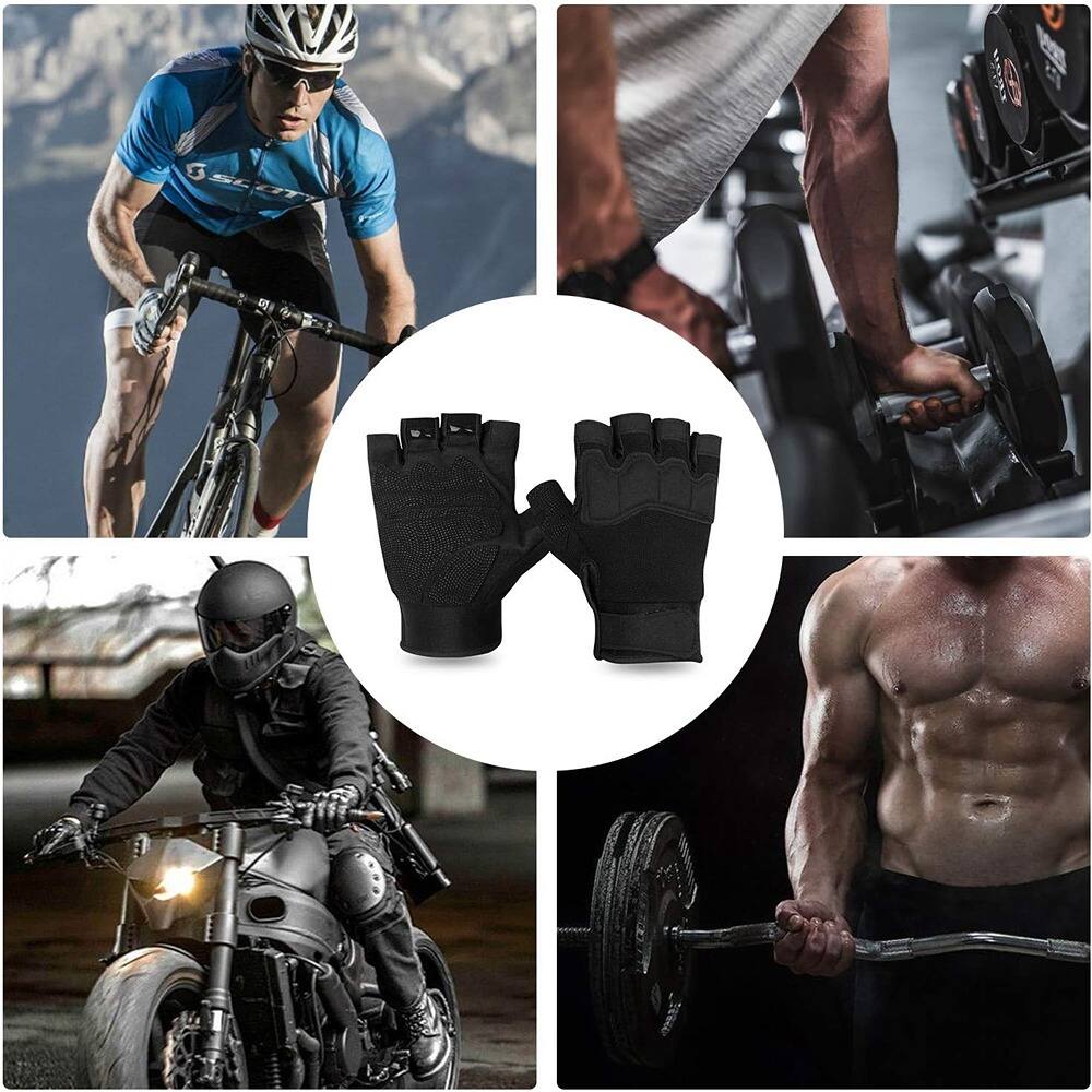 Back. THIRSTY TURTLE - Fingerless Gloves for Airsoft, Shooting, Hunting, Hiking, Cycling, Driving, Climbing, Motorcycle, Work - Black.